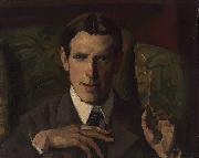 Self-portrait, bust showing hands Hugh Ramsay